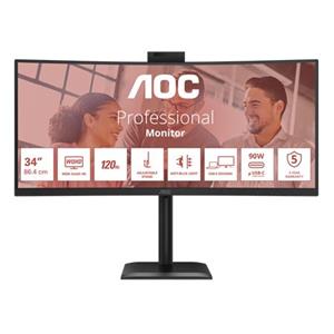 AOC LCD CU34E4CW 34" zakřivený VA/3440x1440@120Hz/4ms/350cd/2xHDMI/DP/4xUSB/USB-C dock/RJ45/Webcam/Repro/HAS/5 let