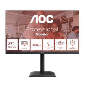AOC LCD U27E4CV 27" IPS 4K/3840x2160@60Hz/4ms/400cd/2xHDMI/DP/4xUSB/USB-C dock/RJ45/Repro/Pivot/HAS/5 let