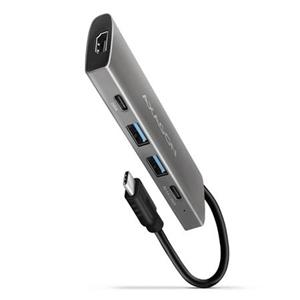 AXAGON HMC-5G21, USB 10Gb/s hub, porty 2x USB-A, 2x USB-C, HDMI 4k/30, PD 60W, kabel USB-C 13cm