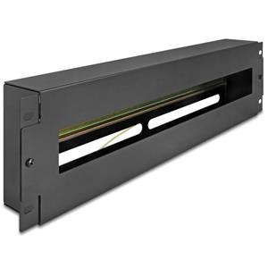 Delock 19” Jističová lišta s krytem a DIN lištou, 3U, černá šedá
