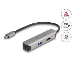 Delock Adaptér USB Type-C™ na HDMI 4K, 60 Hz, s PD USB Typu-A a USB Type-C™ Data + PD 92 W