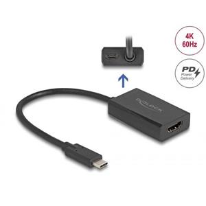 Delock Adaptér ze zásuvku HDMI na zástrčky USB Type-C™ (DP Alt Mode), 4K, s PD o výkonu 100 W