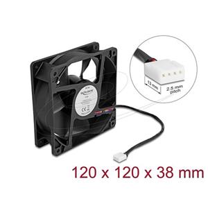 Delock Axiální ventilátor: 12 V DC, 120 x 120 x 38 mm, černý