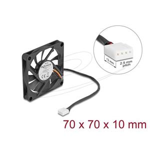 Delock Axiální ventilátor: 12 V DC, 70 x 70 x 10 mm, černý