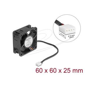 Delock Axiální ventilátor: 24 V DC, 60 x 60 x 25 mm, černý