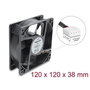 Delock Axiální ventilátor 48 V DC, 120 x 120 x 38 mm s 4 pinovým zásuvkovým konektorem ventilátoru PWM, černý