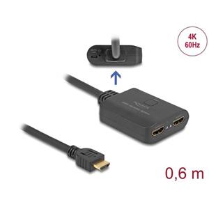 Delock HDMI Splitter 1 x vstupní HDMI na 2 x výstupní HDMI 4K 60 Hz, se zařízením na snížení měřítka
