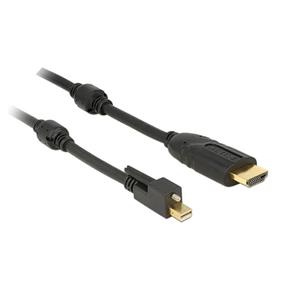 Delock Kabel mini Displayport 1.2 samec se šroubky > HDMI samec 4K aktivní černý 5 m