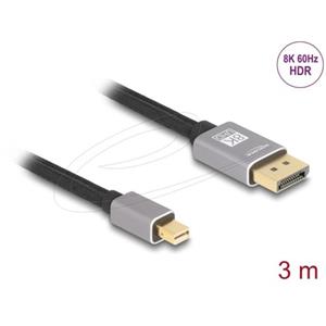 Delock Kabel mini DisplayPort na DisplayPort 8K 60 Hz 3 m šedá kovová bez západky
