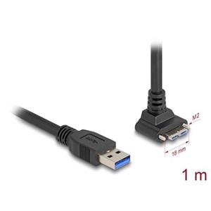 Delock Kabel s rozhraním USB 5 Gbps, se zástrčkou USB Typ-A, přímá, na zástrčku USB Micro-B, se šrouby, pravoúhlá nahoru