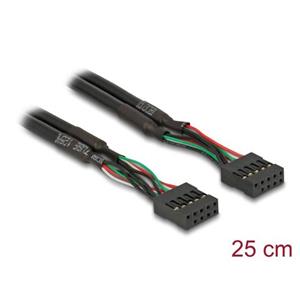 Delock Kabel USB 2.0 pin konektor samice 1.25 mm 10 pin na USB 2.0 pin konektor samice 1.25 mm 10 pin 25 cm