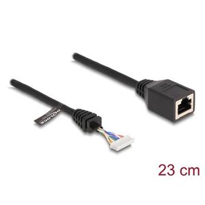 Delock Kabel ze zásuvky RJ45 na zásuvkový pinový konektor, 2,00 mm, 8 pinový Cat.5e, 23 cm, černý