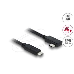 Delock Koaxiální kabel USB 40 Gbps pravoúhlý levý / pravý USB PD 3.1 240 W 1 m