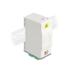 Delock Optická spojovací krabice na lištu DIN s držákem spojů a 4 x spojkami LC Duplex