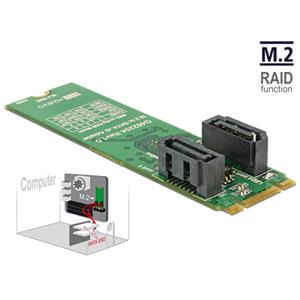 Delock Převodník M.2 Key B+M samec > 2 x SATA 7 pin samec s RAID