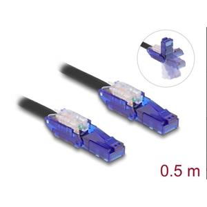 Delock Síťový kabel RJ45, Cat.6, UTP, s výklopnými zástrčkovými konektory (180°), 0,5 m
