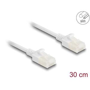 Delock Síťový kabel RJ45 Cat.6A, ze zástrčky na zástrčku, s robustní západkou, pro průmyslové použití, U/UTP Slim, 0,3 m