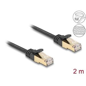 Delock Síťový kabel RJ45 s pleteným opláštěním, Cat.6A, ze zástrčky U/FTP na zástrčku, 2 m, černý