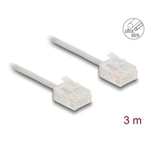 Delock Síťový kabel rozhraní RJ45 Cat.6, UTP Ultra Slim, 3 m, šedá s krátkými zástrčkami