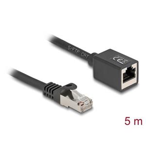 Delock Síťový prodlužovací kabel ze zástrčky RJ45 na zásuvku RJ45, Cat.6A, S/FTP, 5 m, černý