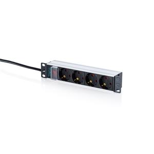 DIGITUS 10" prodlužovací kabel s hliníkovým profilem, 4zásuvkový uzemněný prodlužovací kabel s vypínačem