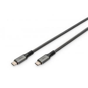 DIGITUS Připojovací kabel USB 4, TypC na TypeC, PP opletení AL-Housing 8K@60Hz, PD3.0, 40Gbits/s, 1m, bl.