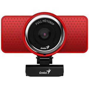 Genius ECam 8000, Webkamera, Full HD 1080p, mikrofon, USB-C, USB-A, červená