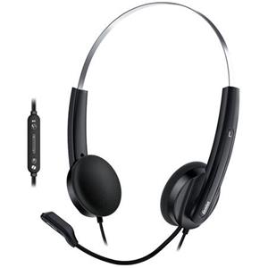 Genius HS-220U AI,Headset, náhlavní, drátový, s mikrofonem, ovl. hlasitosti, Copilot,USB, 2,4m kabel,černá