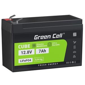 Green Cell LiFePO4 baterie 12,8V 7Ah 89,6Wh LFP lithiová baterie 12V s BMS pro USV UPS alarmová hračka CCTV telekomunikační medic