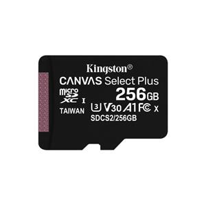 KINGSTON 256GB microSDXC CANVAS Plus Memory Card 150MB/s Read, UHS-I Speed Class, U1, V10, A1 - bez adaptéru