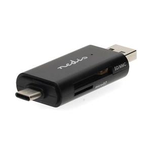Nedis CRDRU2110BK - Čtečka Paměťových Karet | Duální čtečka karet USB-C™ / USB-A (USB2.0)