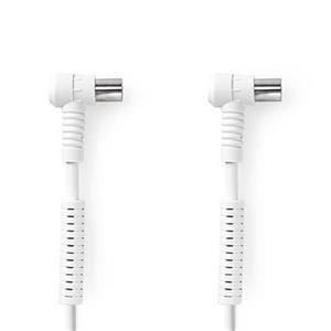 Nedis CSGB40120WT15 - Koaxiální Kabel 120 dB | 75 Ohm | 4x Stíněný | úhlový | Zástrčka - Zásuvka | 1,5 m | Bílá