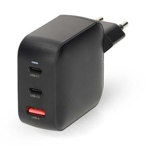 Nedis WCHARC30WBK - Síťová Nabíječka | 30 W | GaN | PD3.0 | 2výstupy: USB-C / Zatahovací kabel USB-C| Černá