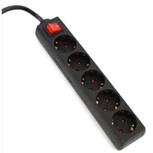OMEGA Prodlužovací zásuvková lišta s 5 zásuvkami WITH BASIC SURGE PROTECTION 1.5M 16A 5 SOCKET TYPE F SCHUKO GERMAN BLAC
