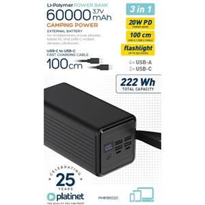 PLATINET POWER BANK 60000 MAH 20W PD