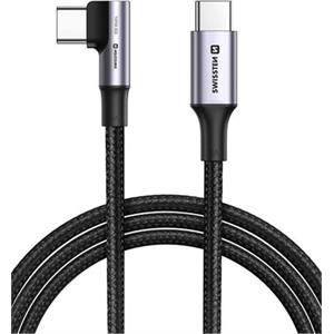 SWISSTEN TEXTILNÍ DATOVÝ KABEL ARCADE USB-C / USB-C 2 M, 5A (100W) PRO NOTEBOOKY ČERNÝ