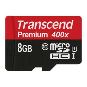 Transcend 8GB microSDHC UHS-I 400x Premium (Class 10) paměťová karta (bez adaptéru)