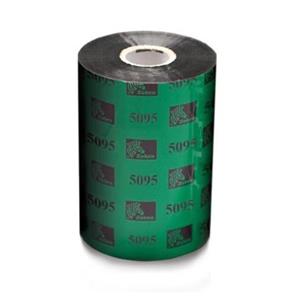 Zebra Resin Ribbon, 64mmx74m (2.52inx242ft), 5095; High Performance, 12mm (0.5in) core, 12/box